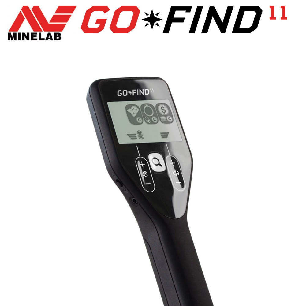 Minelab GO-FIND 11 4 Écran LCD du détecteur Minelab GO-FIND 11 avec réglages de sensibilité et volume sonore.