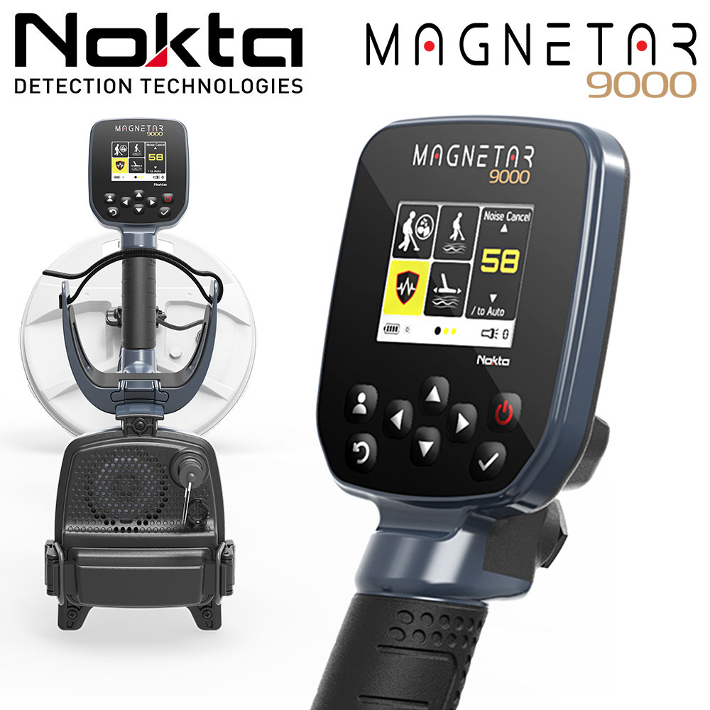 Nokta Magnetar 9000 2 Détail de l'écran LCD couleur à icônes et des touches de contrôle du boîtier étanche du Nokta Magnetar 9000.