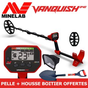 Détecteur de métaux multifréquence Minelab Vanquish 340 avec accessoires offerts pour débutant.