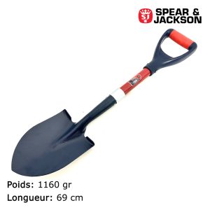 Mini-pelle Spear & Jackson 69cm pour prospection au sol, outil d'extraction robuste de 1160g avec poignée ergonomique rouge