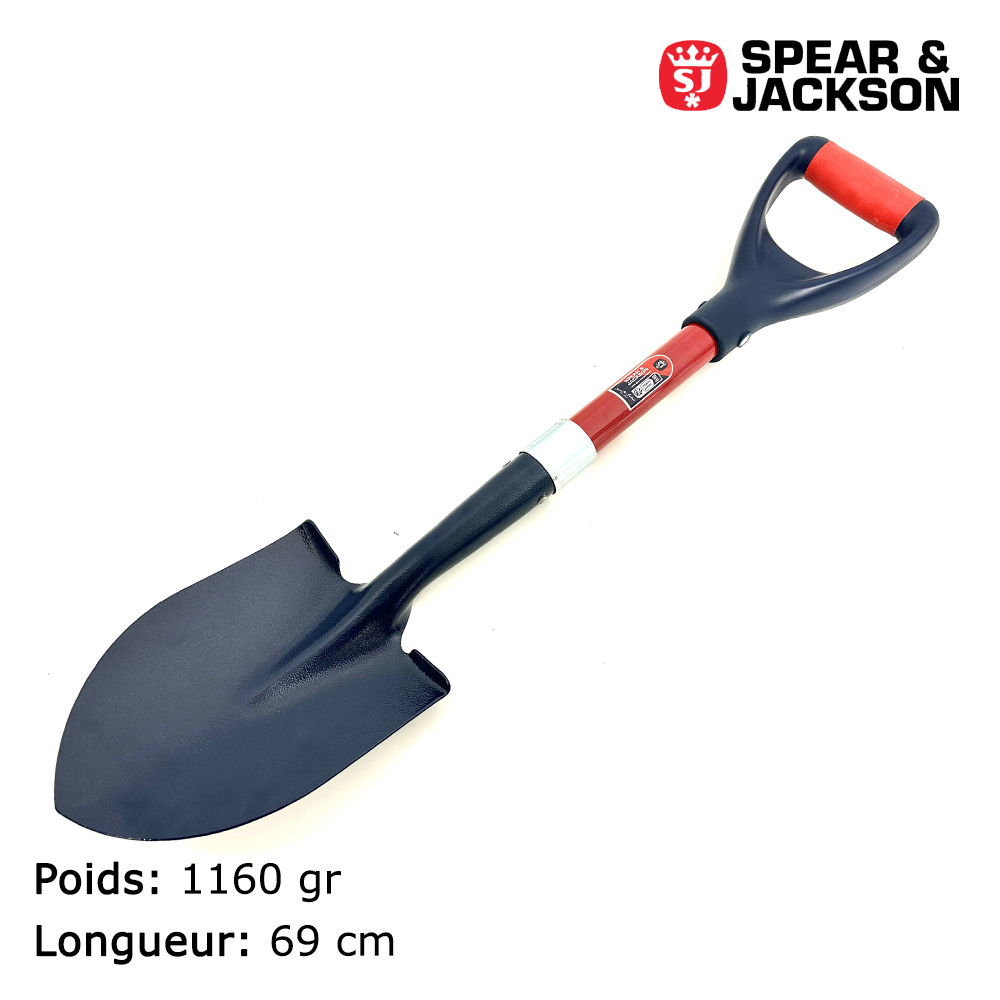 Mini-pelle Spear & Jackson 1 Mini-pelle Spear & Jackson 69cm pour prospection au sol, outil d'extraction robuste de 1160g avec poignée ergonomique rouge