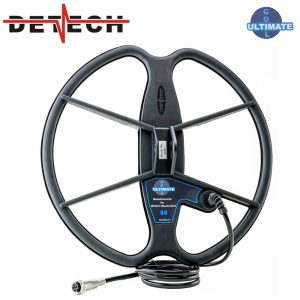 Disque de détection Detech Ultimate de 33 cm noir avec son câble et son connecteur pour détecteur Garrett ACE