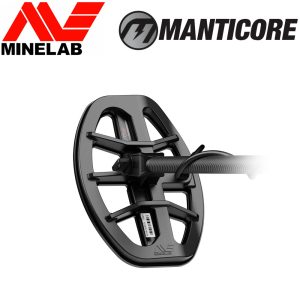 Disque de détection elliptique DD Minelab M8 Manticore 20x13 cm monté sur canne.