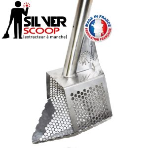 Gamate extracteur à manche en inox Silver Scoop de fabrication française pour la détection sur plage et en rivière.