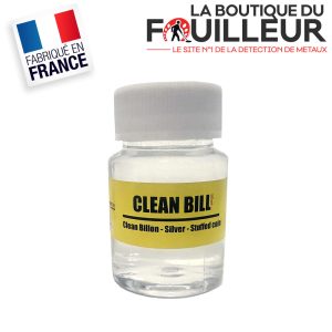 Flacon de 50ml de nettoyant Cleanbill pour monnaies en argent et billon fabriqué en France La Boutique du Fouilleur