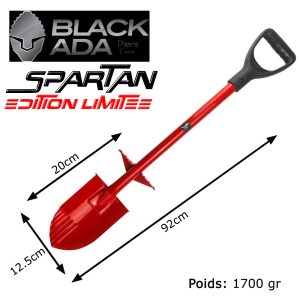 Pelle de détection Black Ada Spartan rouge de 92 cm sur fond blanc.