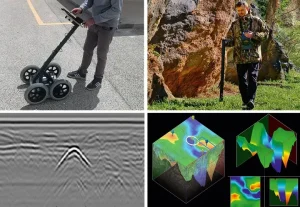 les differentes technologie de détection professionnels pour les l'utilisation de radars de sols, de détecteurs de grosses masses à induction et les scanners géophysique